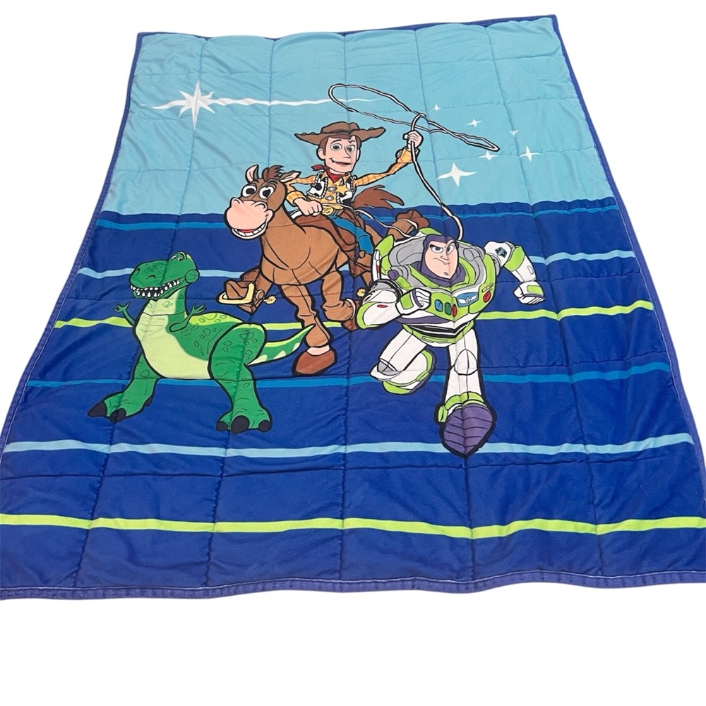 Toy Story 4 Weighted Blanket w/ Woody, Buzz Lightyear, Bullseye, & Rex, 3’x 4’